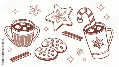 Flat Vector Set of Christmas Cookies and Winter Treats
