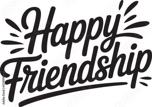 Happy Friendship Day Handwritten Typography with Decorative Elements