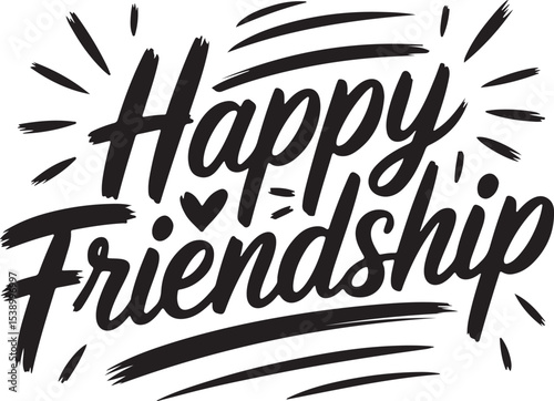Happy Friendship Day Handwritten Typography with Decorative Elements