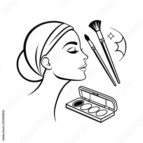 makeup logo black line art vector silhouette