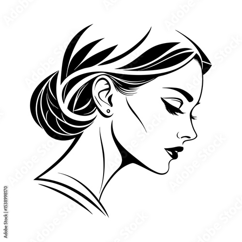 makeup logo black line art vector silhouette