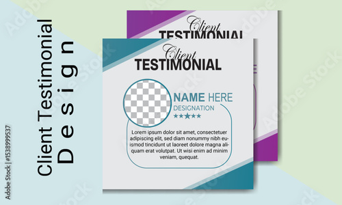 Corporate client testimonial or creative customer feedback social media post design. Square Client Testimonial Template Design for Social Media.	