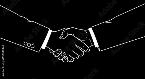 Close-up Handshake Vector Icon for Business Trust and Agreement

