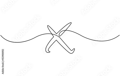Cross icon line continuous drawing vector. One line cross icon vector, Continuous line. Vector illustration EPS 10