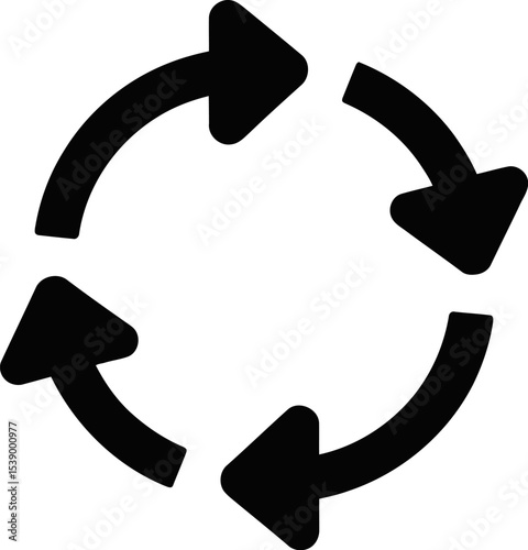 A simple black circular arrow diagram on a gray background showing rotation flow