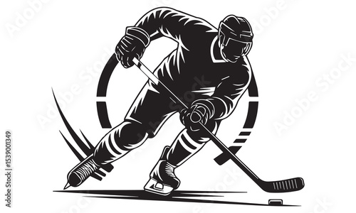 Hockey ball , bat and a boy playr  icon vector illustration art design