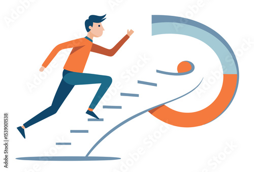 Man Running Down Spiral Staircase Vector Illustration Spiral Staircase Runner Concept