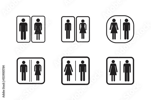 male female bathroom restroom sign flat icon vector silhouette