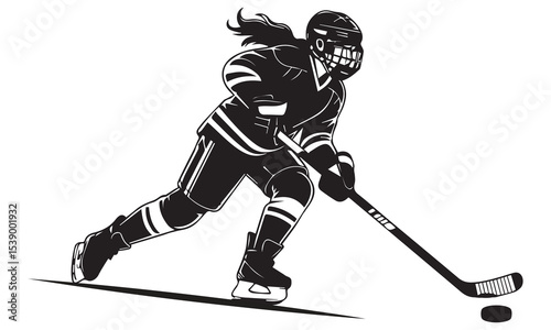 Hockey  a cut girl playr  icon vector illustration art design