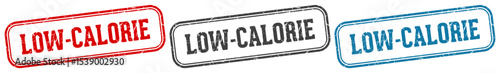 low-calorie stamp. low-calorie rectangular stamp set isolated on white background