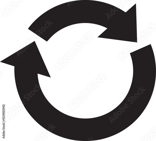 Refresh Icon Silhouette Vector Format – Black Loop Arrow Symbol Design
