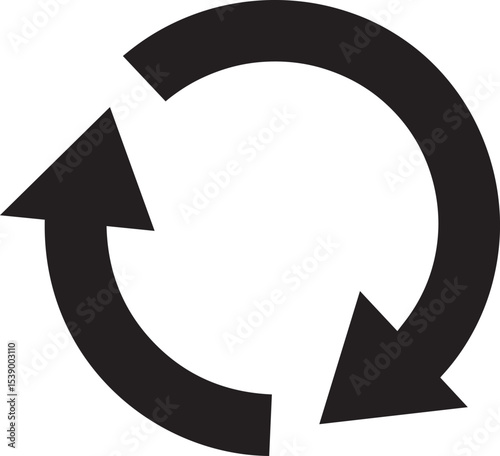 Refresh Icon Silhouette Vector Format – Black Loop Arrow Symbol Design