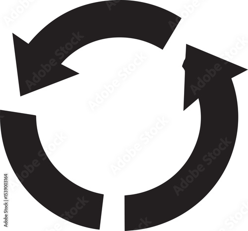 Refresh Icon Silhouette Vector Format – Black Loop Arrow Symbol Design