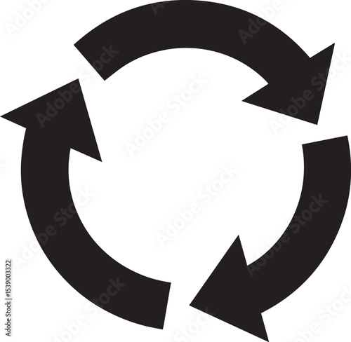 Refresh Icon Silhouette Vector Format – Black Loop Arrow Symbol Design