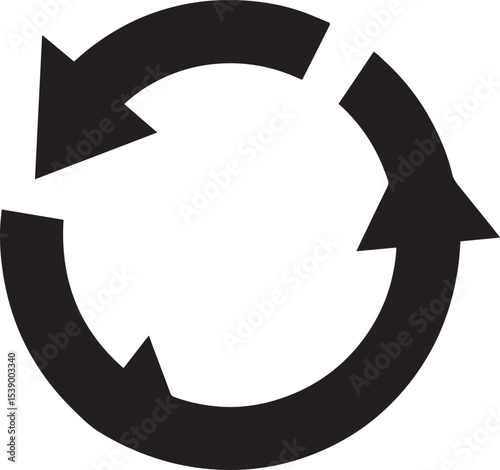 Refresh Icon Silhouette Vector Format – Black Loop Arrow Symbol Design