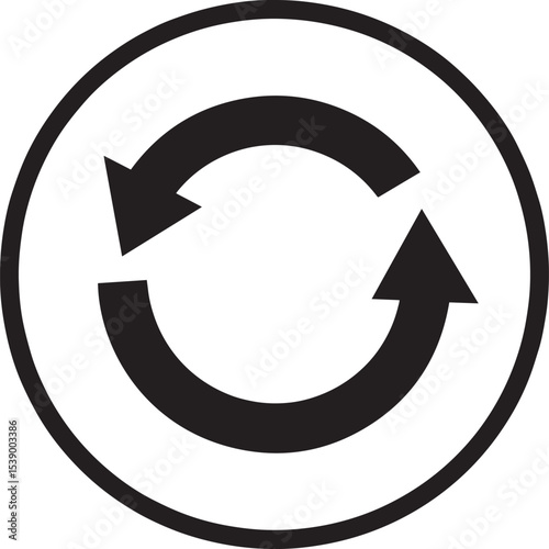Refresh Icon Silhouette Vector Format – Black Loop Arrow Symbol Design