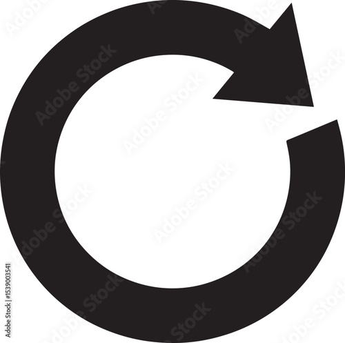 Refresh Icon Silhouette Vector Format – Black Loop Arrow Symbol Design
