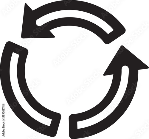 Refresh Icon Silhouette Vector Format – Black Loop Arrow Symbol Design