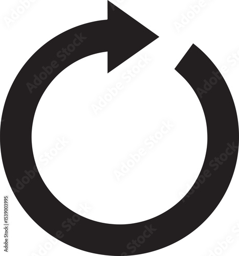 Refresh Icon Silhouette Vector Format – Black Loop Arrow Symbol Design