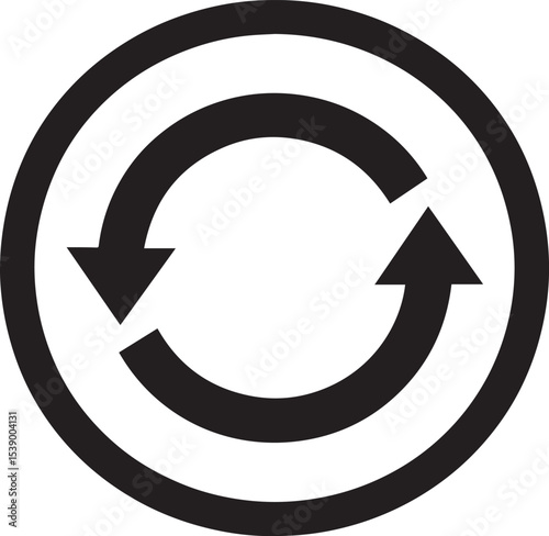 Refresh Icon Silhouette Vector Format – Black Loop Arrow Symbol Design
