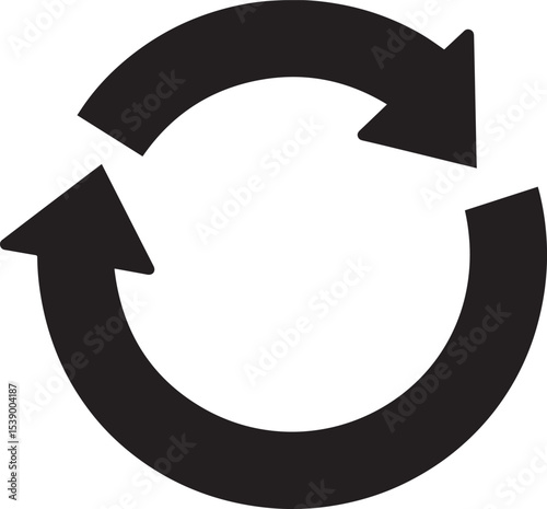 Refresh Icon Silhouette Vector Format – Black Loop Arrow Symbol Design