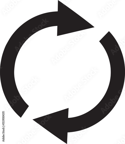 Refresh Icon Silhouette Vector Format – Black Loop Arrow Symbol Design