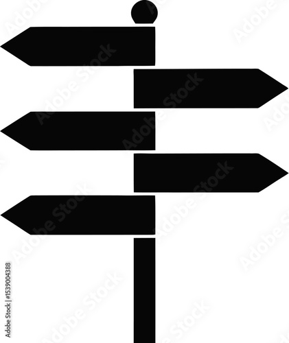 A graphic illustration of a black directional signpost against a white background