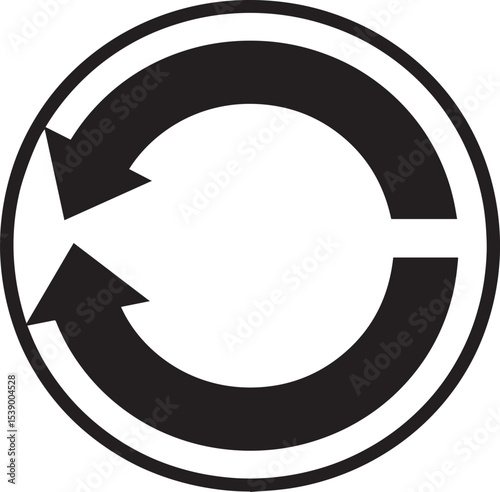 Refresh Icon Silhouette Vector Format – Black Loop Arrow Symbol Design