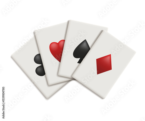 Card fan. Vector 3d clip art isolated on white background.