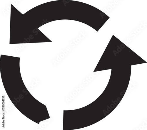 Refresh Icon Silhouette Vector Format – Black Loop Arrow Symbol Design