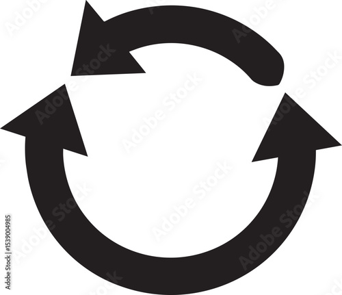 Refresh Icon Silhouette Vector Format – Black Loop Arrow Symbol Design