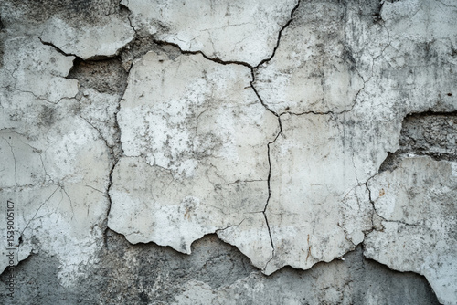 Cracked wall with weathered surface showing signs of age and deterioration in an urban environment