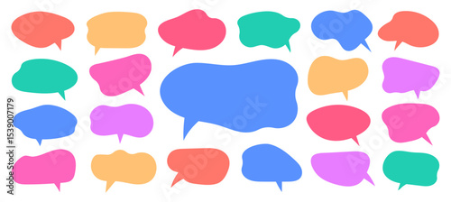Set of colorful hand drawn text boxes, speech bubbles icons vector element