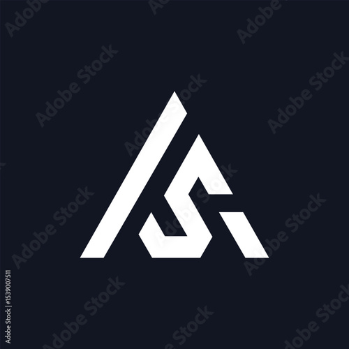 AS Monogram Logo Geometric Triangle Initial Minimal Design