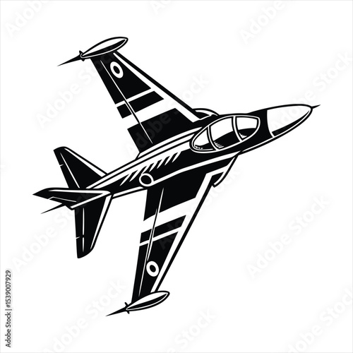 A vector jet fighter silhouette design, white background.
