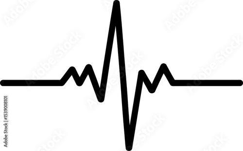 A simple black line drawing of a heartbeat pulse on a plain white background flat lay