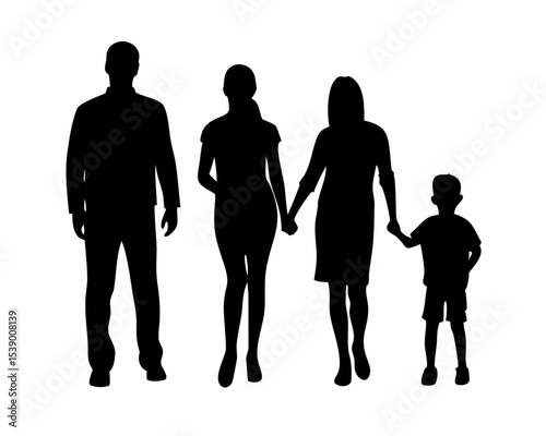 Family Silhouette Vector Pack - Black & White Clip Art People for Scrapbooking