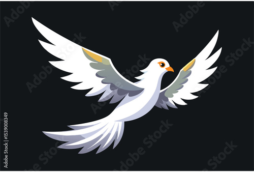 Wallpaper Mural Flying White Dove Vector Illustration for Peace, Freedom, Wedding, Religious and Nature Themes Torontodigital.ca