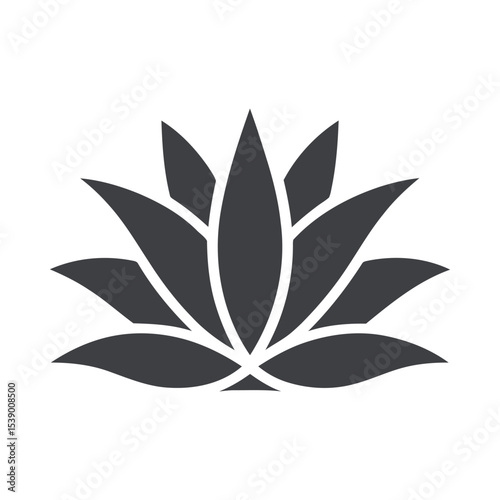 Elegant Gray Lotus Flower Silhouette on White Background Symbolizing Purity Enlightenment and Spiritual Awakening Ideal for Yoga Studios Meditation Centers and Wellness Brands