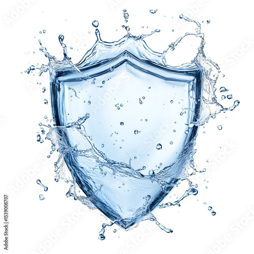 A protective water shield formed by dynamic splashes, Isolated on Transparent Background PNG