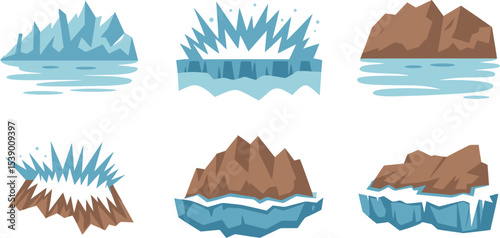 Iceberg antarctica arctic glacier ice landscape sea ocean water cold nature frozen winter vector illustration editable stock vector illustration