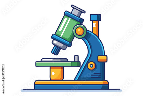 Microscope vector simple elements illustration clean design for science education and research