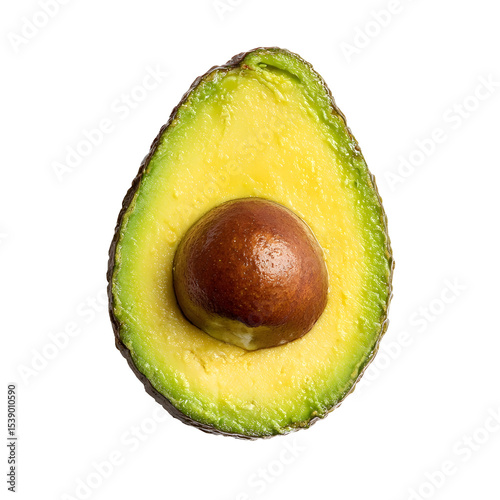 Avocado Half Showing Seed Close-Up on Transparent Background