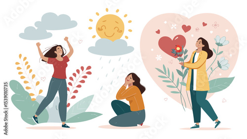 "Mindful Moments: Self-Care & Mental Wellness Vector Set"

