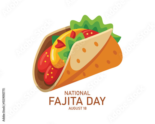 National Fajita Day Vector Illustration of Sizzling Fajitas and Ingredients.