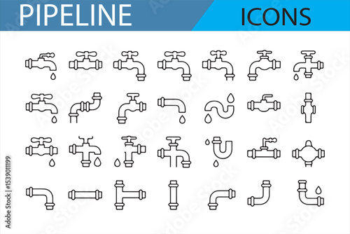 Vector Icons of Valves, Pipes, and Gauges for Engineering Systems Design