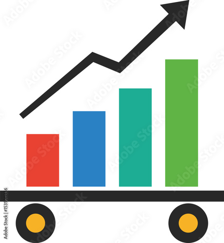Business growth chart with rising bar graph, increasing progress, financial success, and investment performance in digital marketing, business strategy, profit analytics.