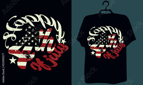 Bold and patriotic USA flag t-shirt design featuring a modern, distressed American flag motif with a vintage flair. Ideal for Independence Day, Memorial Day, Veterans Day, or everyday wear to show 
