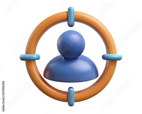 3d render of person icon in target crosshairs