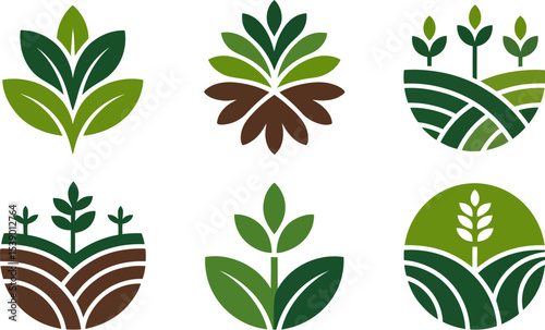 Collection of agriculture farm and nature logo design vector template for branding and identity editable stock vector illustration